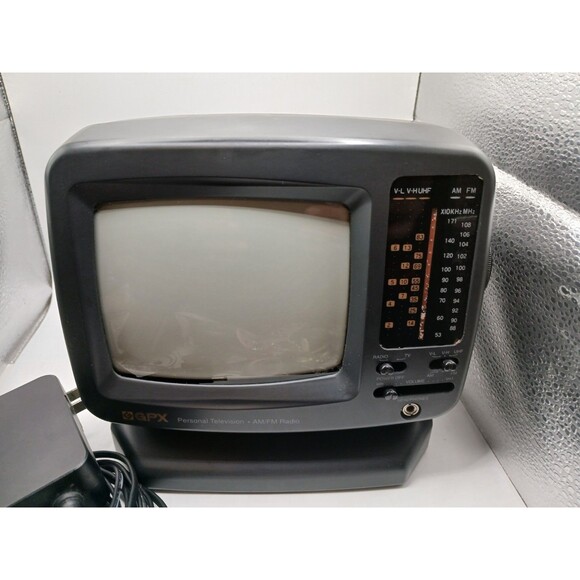 Vintage GPX Portable 5 Inch B/W CRT Retro Gaming TV & AM/FM Radio Works Great - Picture 2 of 16
